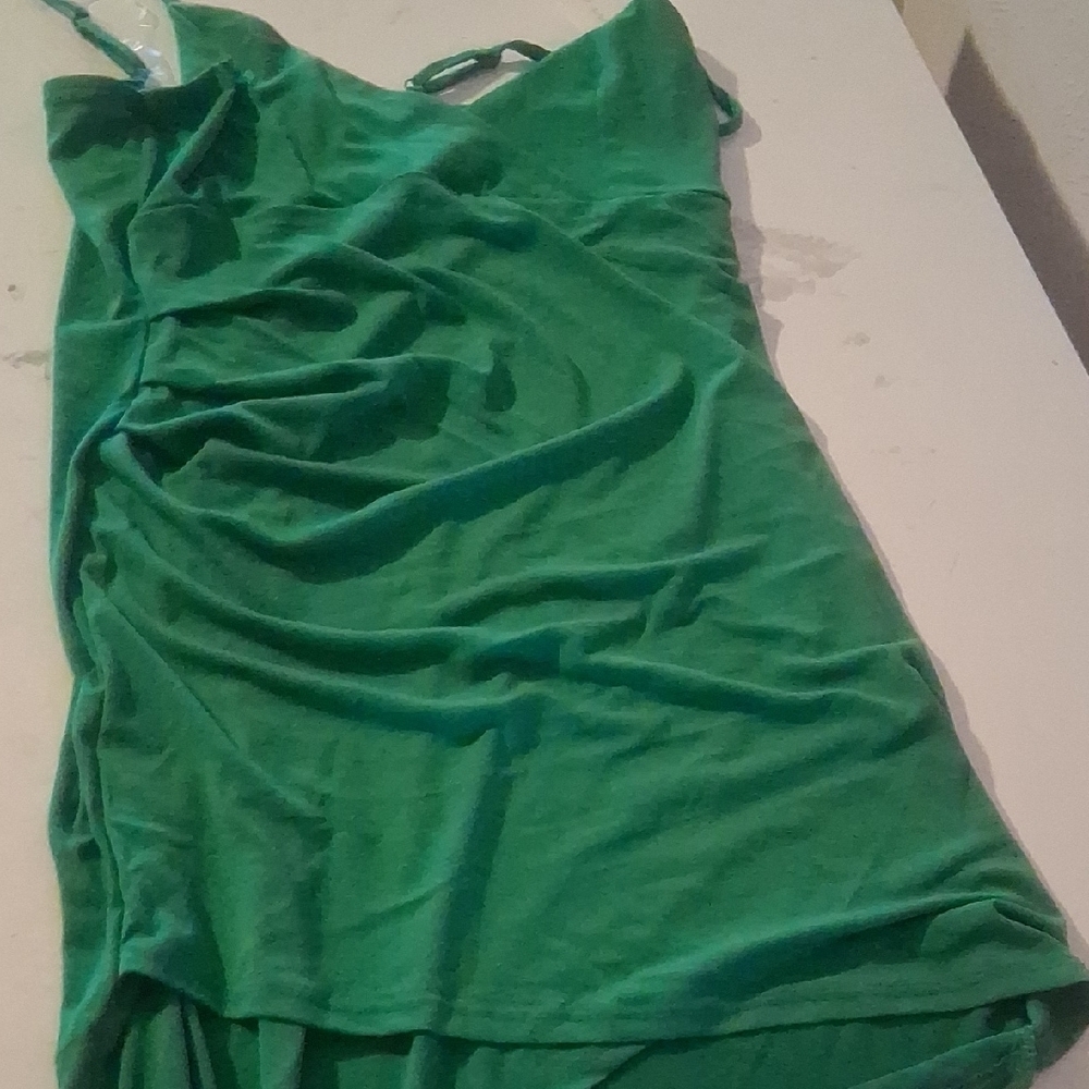 NWT Almost Famous Vibrant Green Cowl Neck High-Low Dress XL - Picture 9 of 9